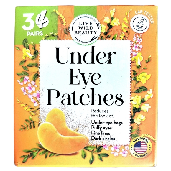Live Wild Beauty Under Eye Patches Pure Collagen 24K Gold (34 Pairs) - Picture 1 of 12
